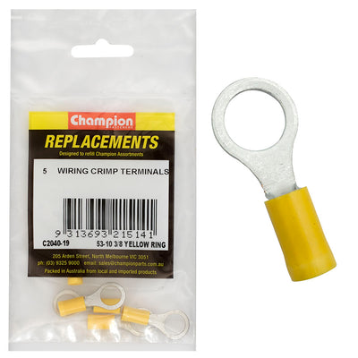 Champion 3/8in / 10mm Yellow Ring Terminal -5pk Default Title