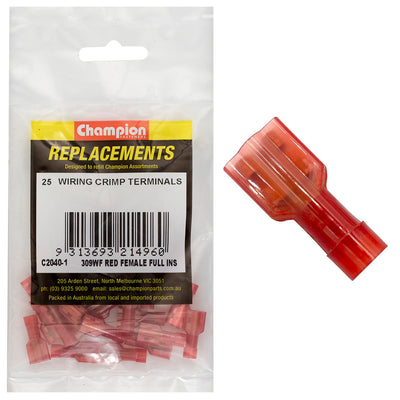 Champion Red Female insulated Push-On Spade Terminal -25pk Default Title