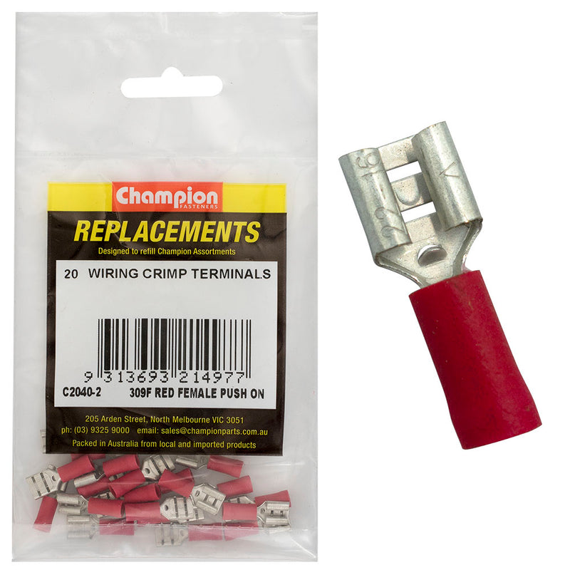 Champion Red Female Push-On Spade Terminal -20pk Default Title