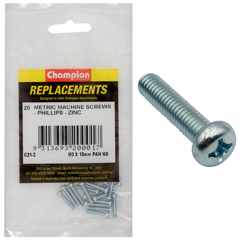 Champion M3 x 16mm Machine Screw P/H Phillips -20pk Default Title