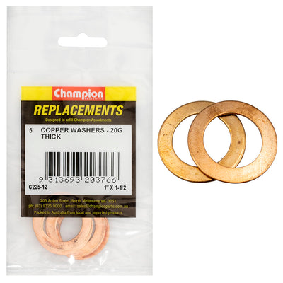 Champion 1in x 1-1/2in x 20G Copper Washer -5pk Default Title