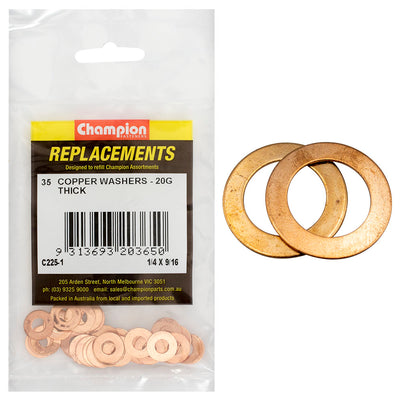 Champion 1/4in x 9/16in x 20G Copper Washer -35pk Default Title