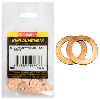 Champion 3/8in x 3/4in x 20G Copper Washer -40pk Default Title