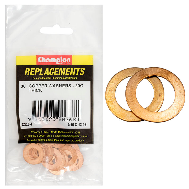 Champion 7/16in x 13/16in x 20G Copper Washer -30pk Default Title