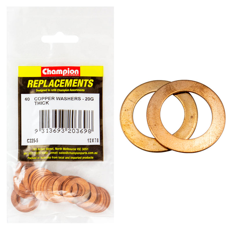 Champion 1/2in x 7/8in x 20G Copper Washer -40pk Default Title