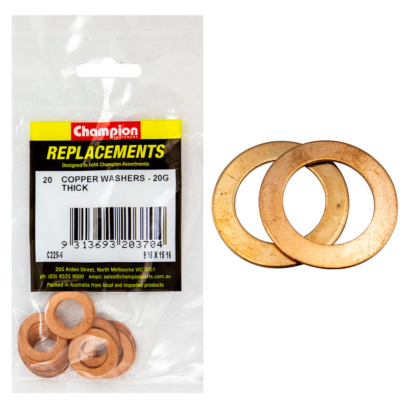 Champion 9/16in x 15/16in x 20G Copper Washer -20pk Default Title