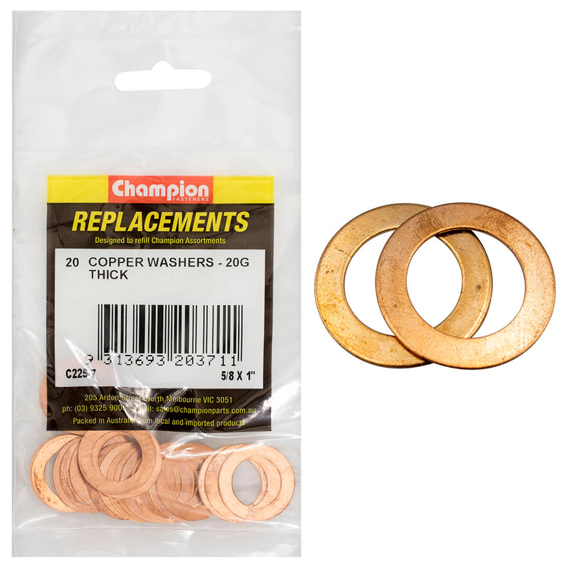 Champion 5/8in x 1in x 20G Copper Washer -20pk Default Title