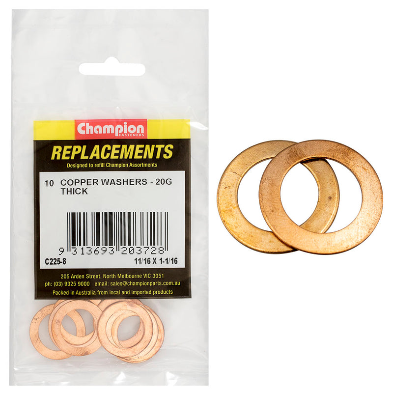 Champion 11/16in x 1-1/16in x 20G Copper Washer -10pk Default Title