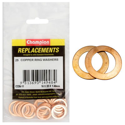 Champion M16 x 22 x 1.5mm Copper Ring Washer -25pk Default Title