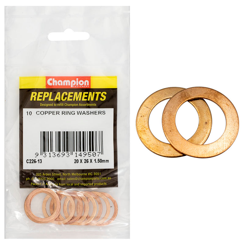 Champion M20 x 26mm x 1.5mm Copper Ring Washer -10pk Default Title