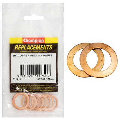 Champion M20 x 26mm x 1.5mm Copper Ring Washer -10pk Default Title