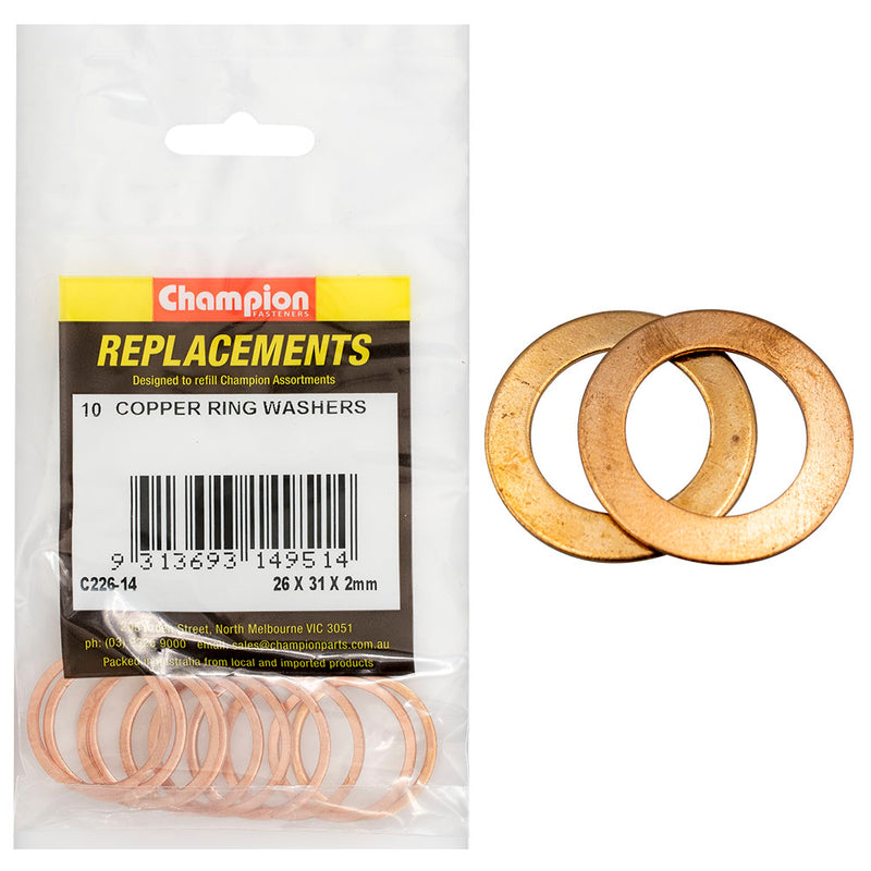 Champion M26 x 31mm x 2.0mm Copper Ring Washer -10pk Default Title