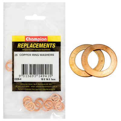 Champion M10 x 14mm x 1.0mm Copper Ring Washer -25pk Default Title