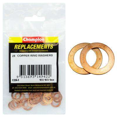 Champion M10 x 16mm x 1.0mm Copper Ring Washer -25pk Default Title