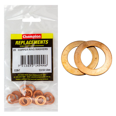 Champion M12 x 18mm x 1.5mm Copper Ring Washer -25pk Default Title