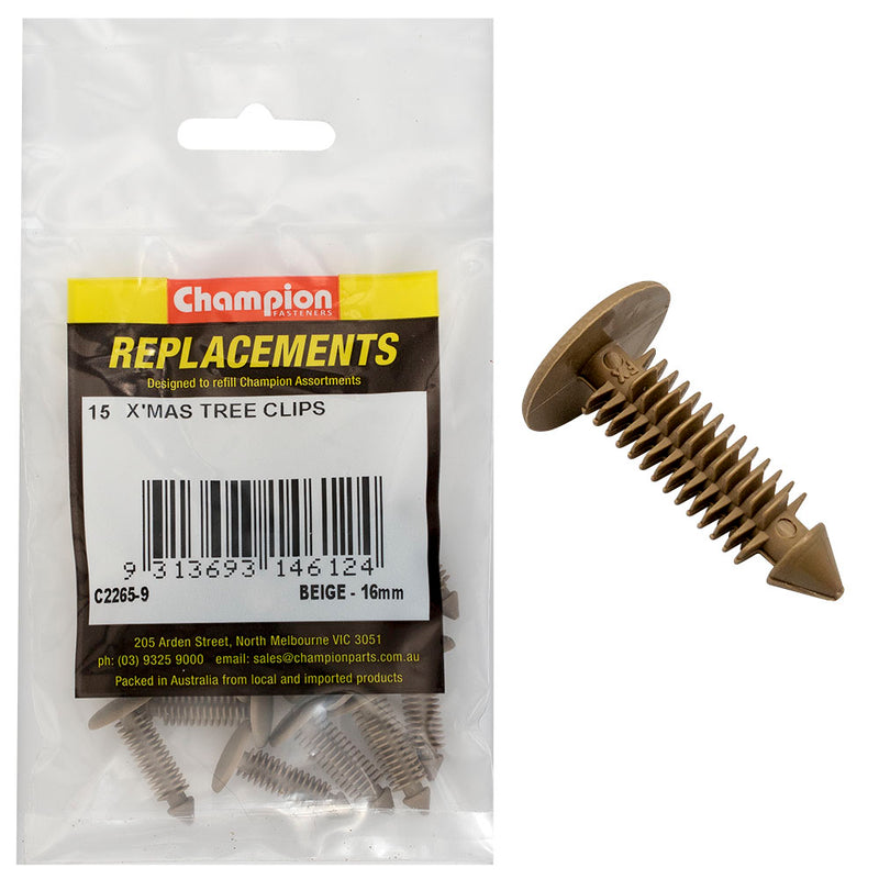 Champion Xmas Tree Clips -Beige 16mm Head -15pk Default Title