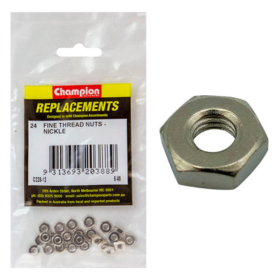 Champion 6/40in UNF Hexagonal Nut (Ni) -24pk Default Title