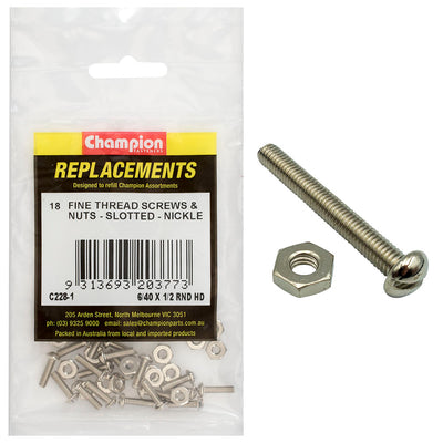 6/40IN X 1/2IN UNF RND HD MACHINE SCREWS & NUTS Default Title