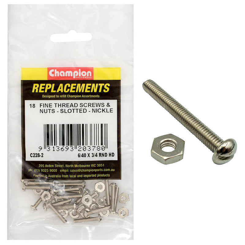 6/40IN X 3/4IN UNF RND HD MACHINE SCREWS & NUTS Default Title