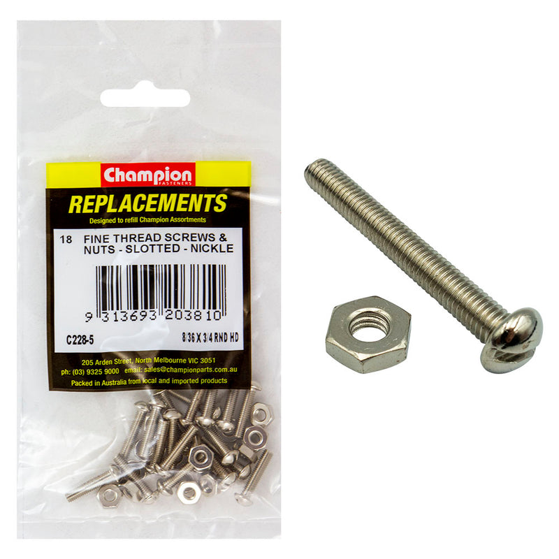 8/36IN X 3/4IN UNF RND HD MACHINE SCREWS & NUTS Default Title