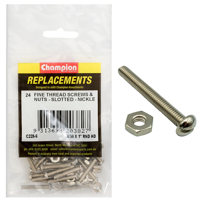 8/36IN X 1IN UNF RND HD MACHINE SCREWS & NUTS Default Title