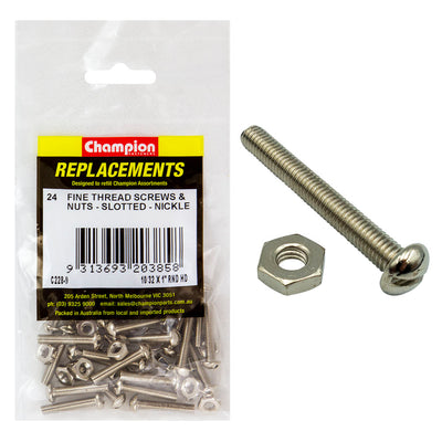 10/32IN X 1IN UNF RND HD MACHINE SCREWS & NUTS Default Title