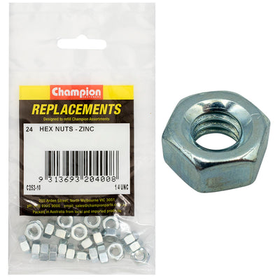 Champion 1/4in UNC Hexagon Nut (Zn) -24pk Default Title