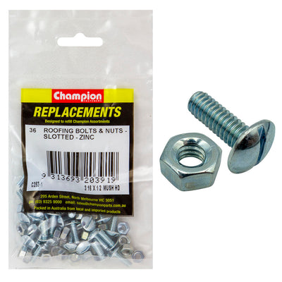 3/16IN X 1/2IN UNC ROOFING SET SCREWS & NUTS (Zn) Default Title