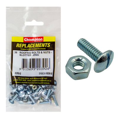 3/16IN X 3/4IN UNC ROOFING SET SCREWS & NUTS (Zn) Default Title