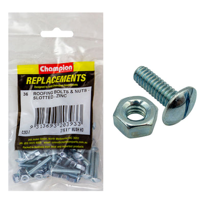 3/16IN X 1IN UNC ROOFING SET SCREWS & NUTS (Zn) Default Title