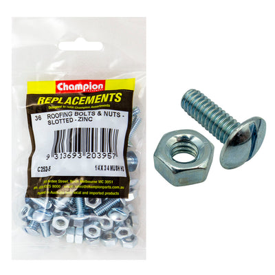 1/4IN X 3/4IN UNC ROOFING SET SCREWS & NUTS (Zn) Default Title