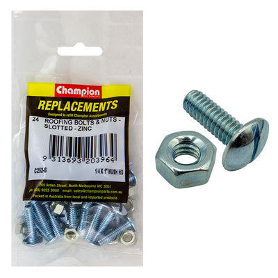 1/4IN X 1IN UNC ROOFING SET SCREWS & NUTS (Zn) Default Title
