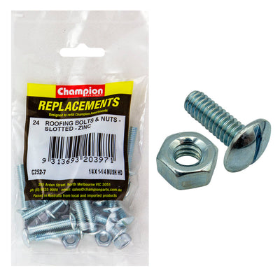 1/4IN X 1-1/4IN UNC ROOFING SET SCREWS & NUTS (Zn) Default Title