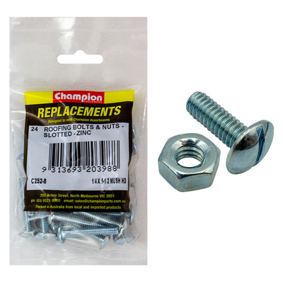 1/4IN X 1-1/2IN UNC ROOFING SET SCREWS & NUTS (Zn) Default Title