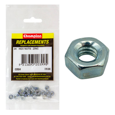 Champion 3/16in UNC Hexagon Nut (Zn) -24pk Default Title