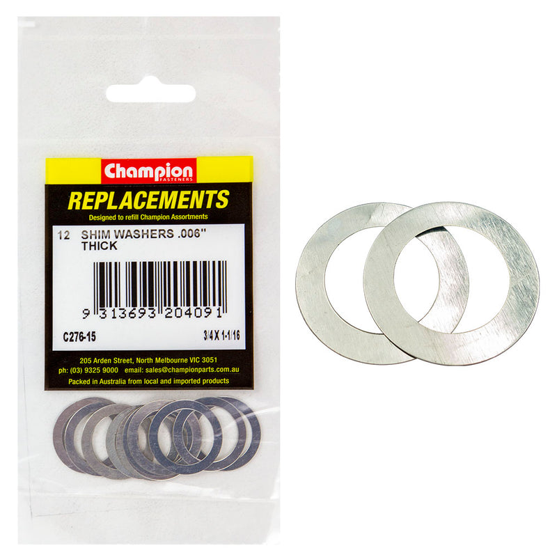 Champion 3/4in x 1-1/16in x 0.006in Shim Washer -12pk Default Title