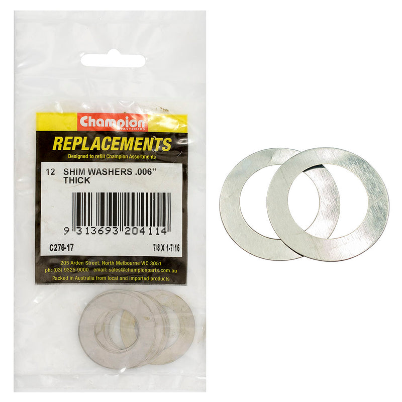 Champion 7/8in x 1-7/16in x 0.006in Shim Washer -12pk Default Title