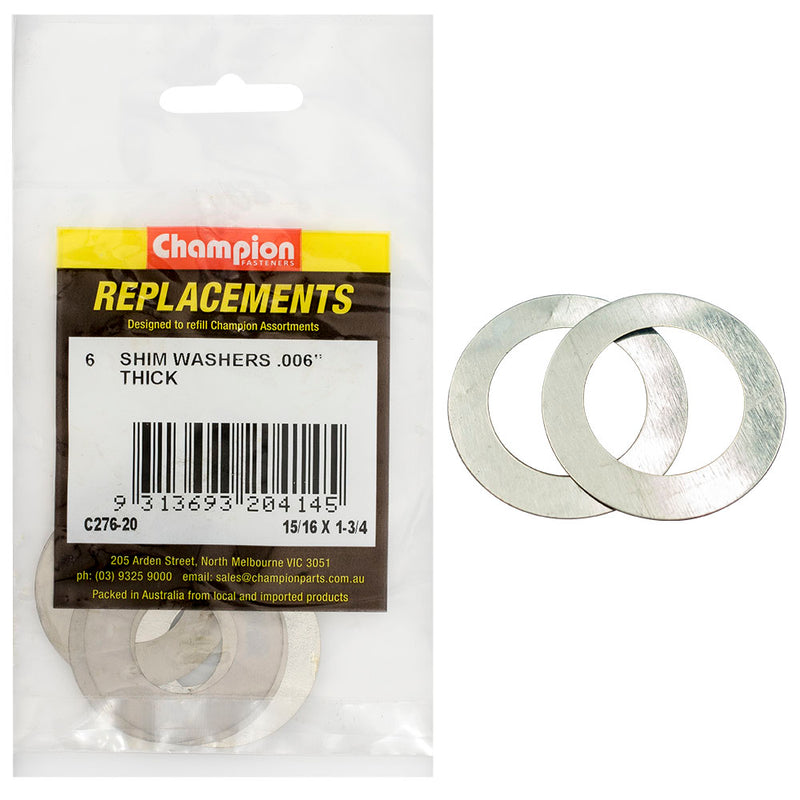 Champion 15/16in x 1-3/4in x 0.006in Shim Washer -6pk Default Title