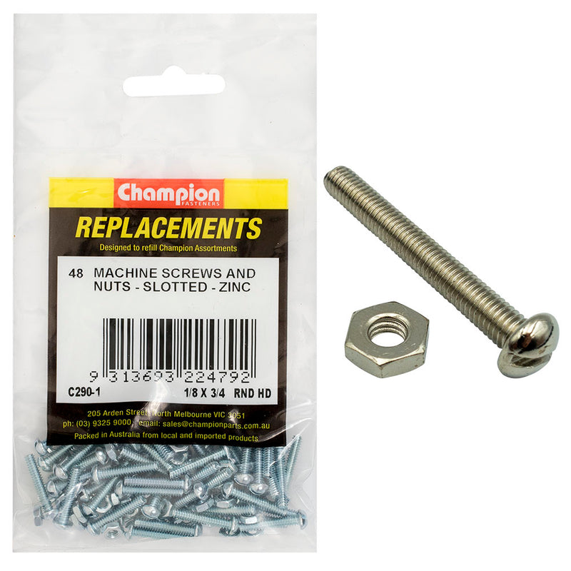 1/8 X 3/4IN BSW RND HEAD MACHINE SCREWS & NUTS Default Title