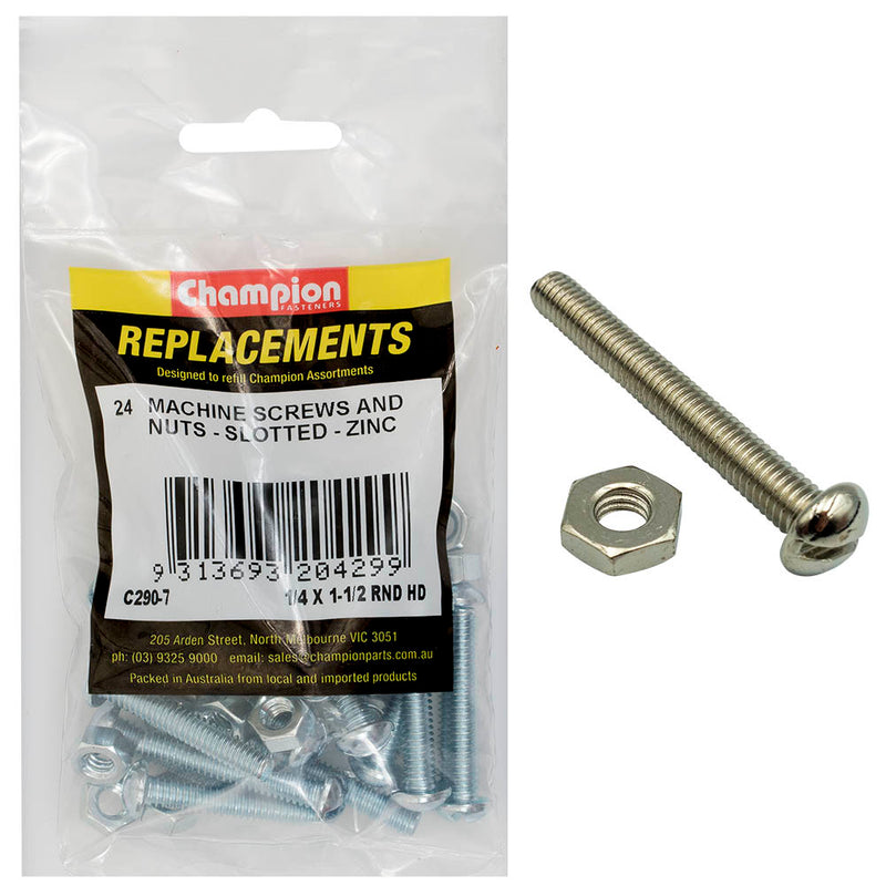 1/4 X 1-1/2IN BSW RND HD MACHINE SCREWS & NUTS Default Title