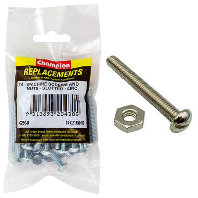 1/4 X 2IN BSW RND HEAD MACHINE SCREWS & NUTS (Zn) Default Title