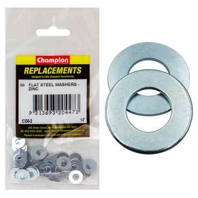 Champion 1/4in x 9/16in x 18G Flat Steel Washer -50pk Default Title