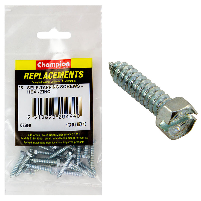 Champion 12G x 1in S/Tapping Screw Hex Head Phillips -25pk Default Title