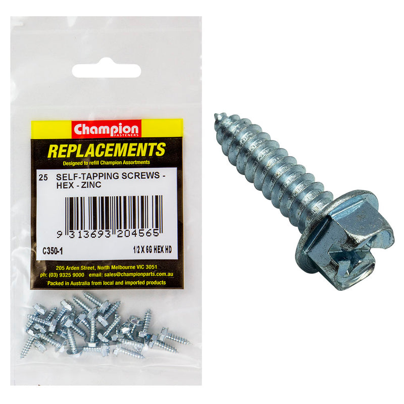 6G X 1/2IN S/TAPPING SCREW HEX HEAD PHILLIPS Default Title