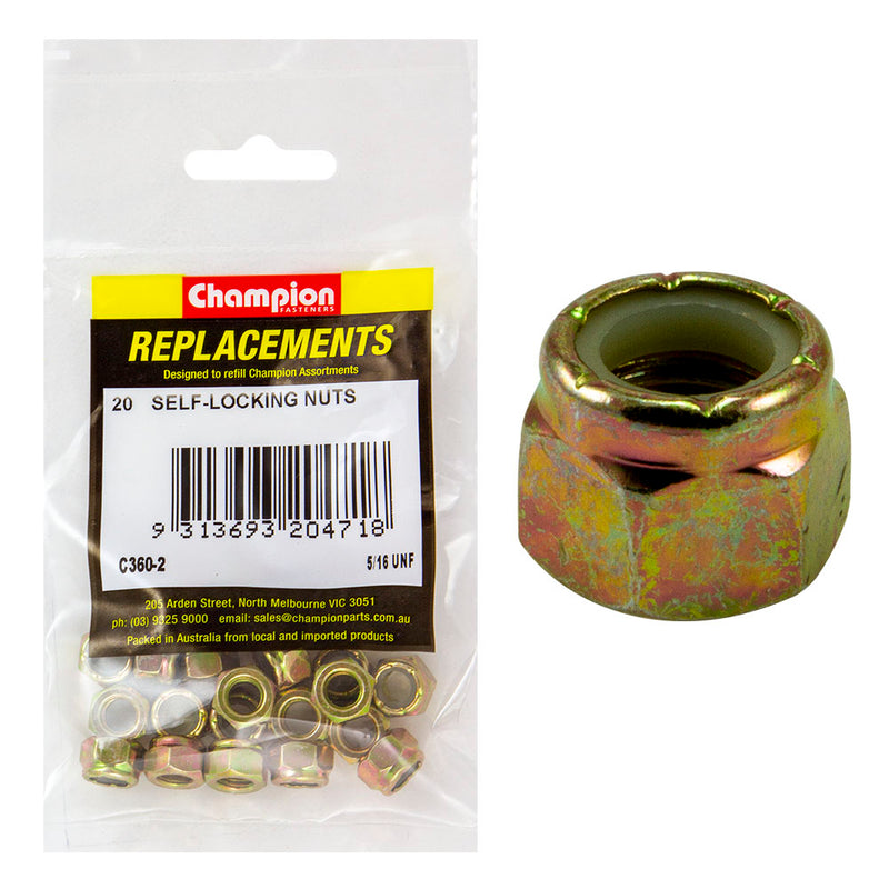 Champion 5/16in UNF Nylon insert Self-Locking Nut -20pk Default Title