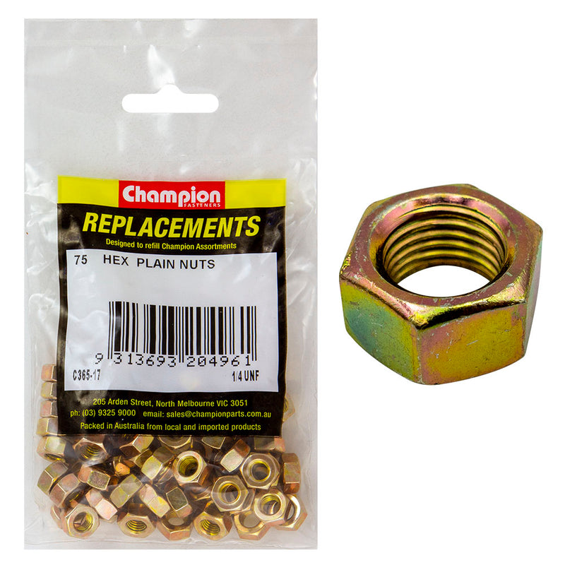 Champion 1/4in UNF Hexagon Nut -75pk Default Title