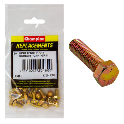 Champion 1/4in x 1/2in UNF Set Screw -Gr5 -20pk Default Title