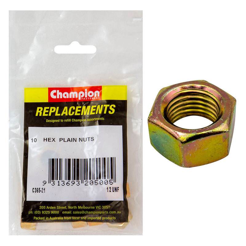 Champion 1/2in UNF Hexagon Nut -10pk Default Title