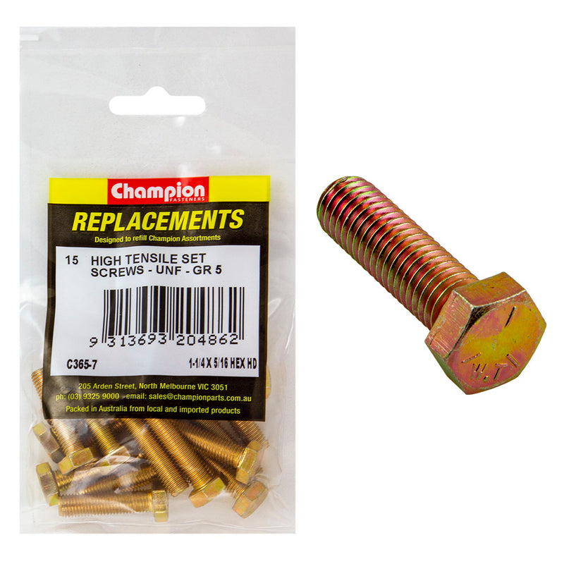 Champion 5/16in x 1-1/4in UNF Bolt -Gr5 -15pk Default Title