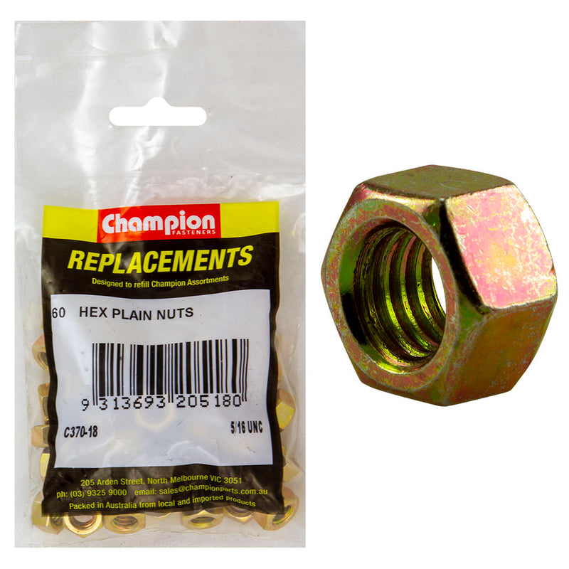 Champion 5/16in UNC Hexagon Nut -60pk Default Title